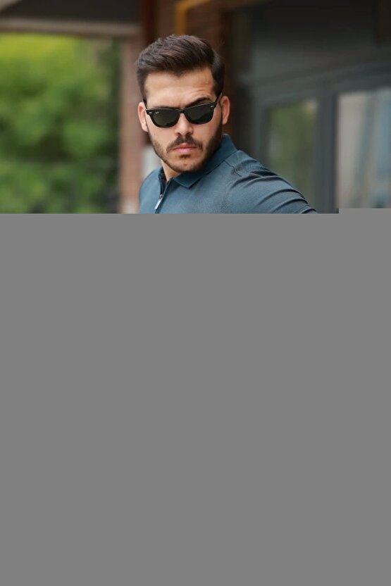 Gökyüzü Moda Erkek Fermuarlı Yaka Kısa Kollu Tişört