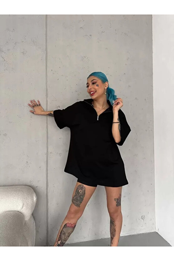Unisex Yarım Fermuarlı Basic Thirt iyah