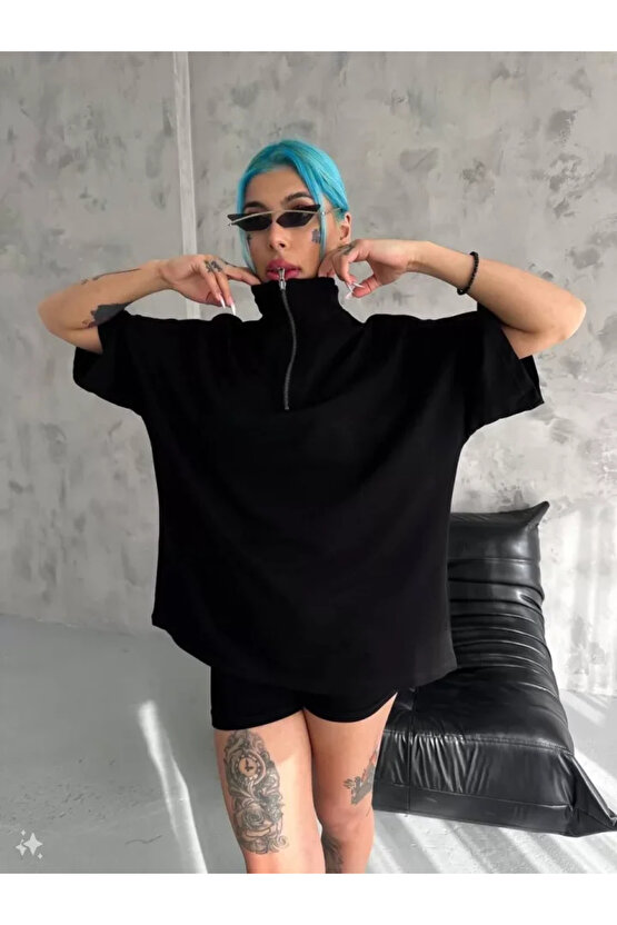 Unisex Yarım Fermuarlı Basic Thirt iyah
