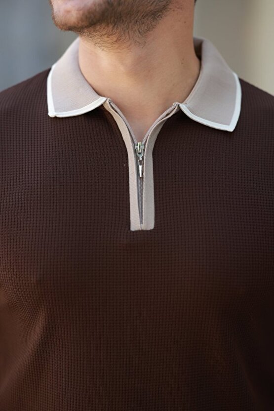 Gökyüzü Moda Erkek Renkli Yaka Kısa Kollu Tişört