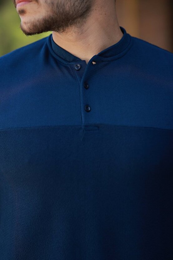 Gökyüzü Moda Erkek Hakim Yakalı Kısa Kollu Pamuklu T-shirt