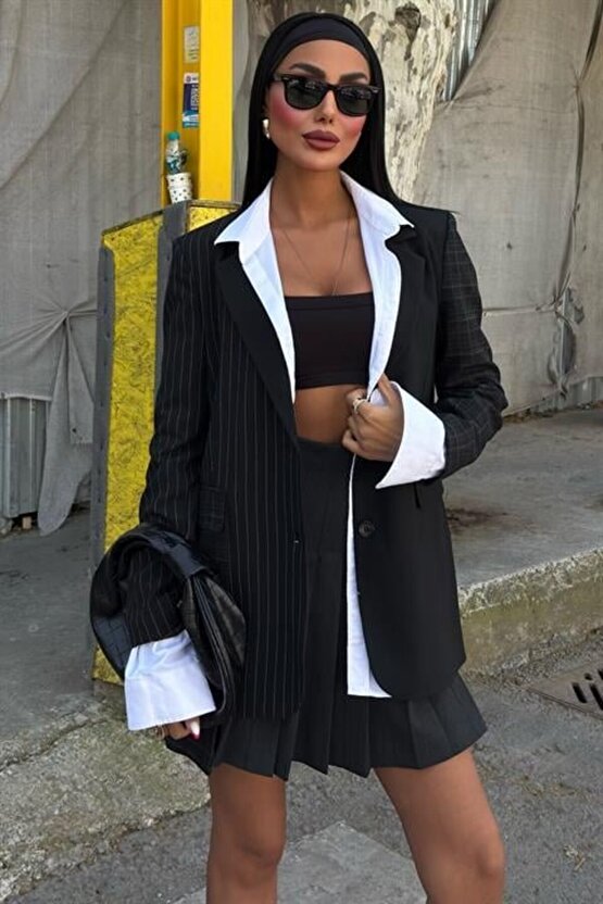 Gökyüzü Moda Mandie Garnili Blazer Ceket 6111