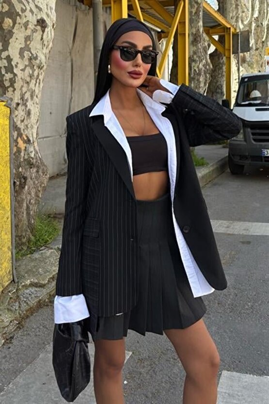 Gökyüzü Moda Mandie Garnili Blazer Ceket 6111