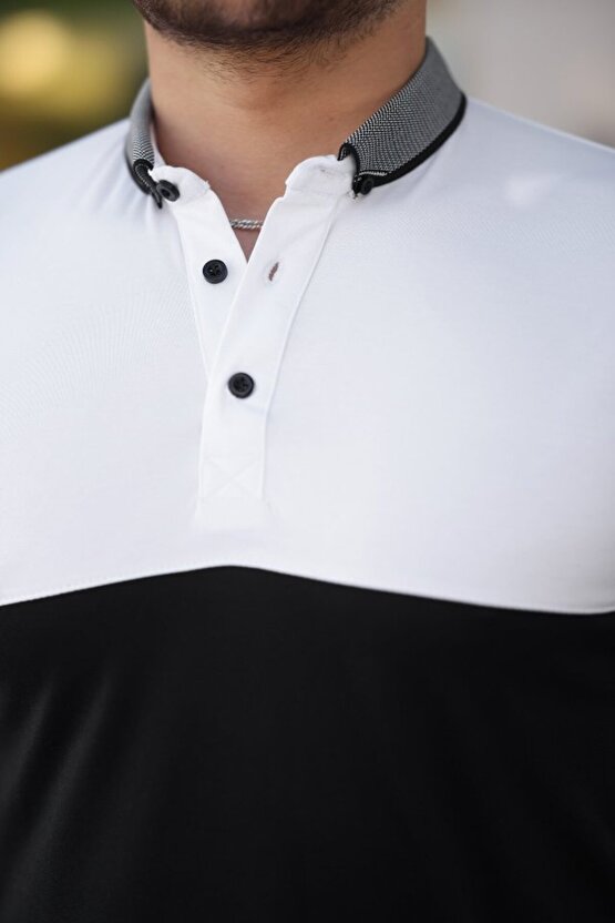 Gökyüzü Moda Erkek Yakalı çift Renk Kısa Kollu T-shirt