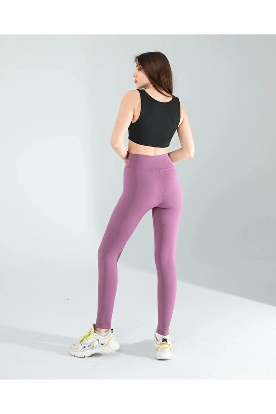 Lila Fitilli Push Up Toparlayıcı Spor Tayt