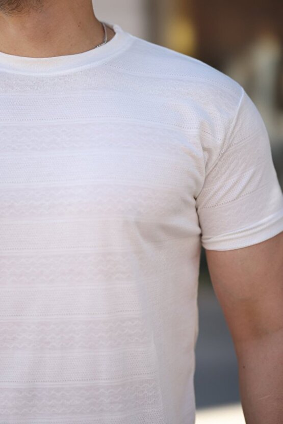 Gökyüzü Moda Erkek Mini Jakarlı Kısa Kollu T-shirt