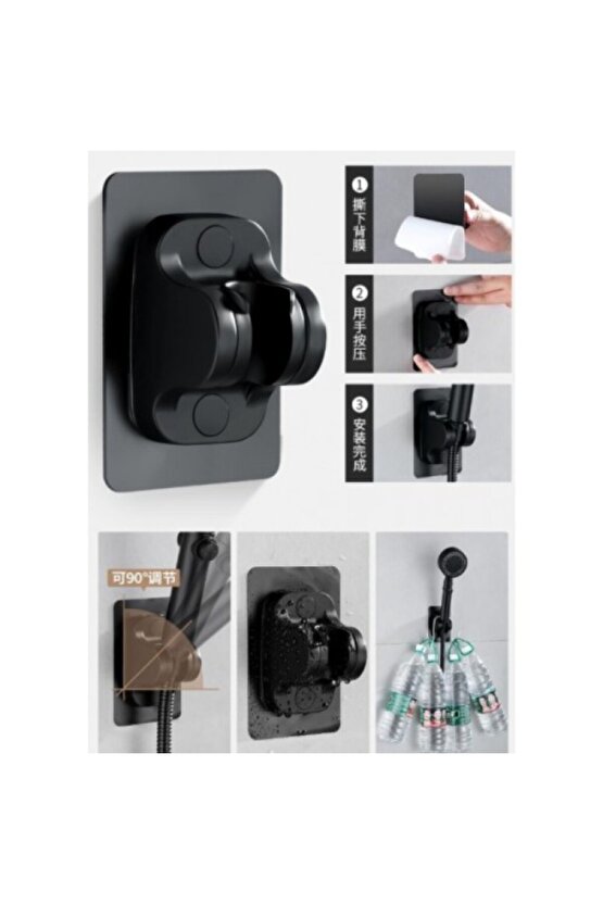 Duş Başlığı Tutucu Ayarlanabilir 120 Derece Oynar Güçlü Yapışkanlı Suya Dayanıklı El Duşu Tutucu