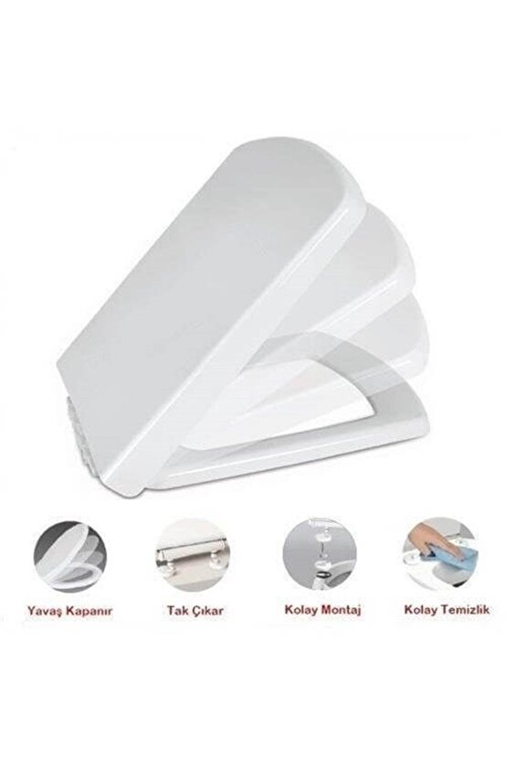 Nkp Kare Soft Close Yavaş Kapanan Amortisörlü Klozet Kapağı 0337