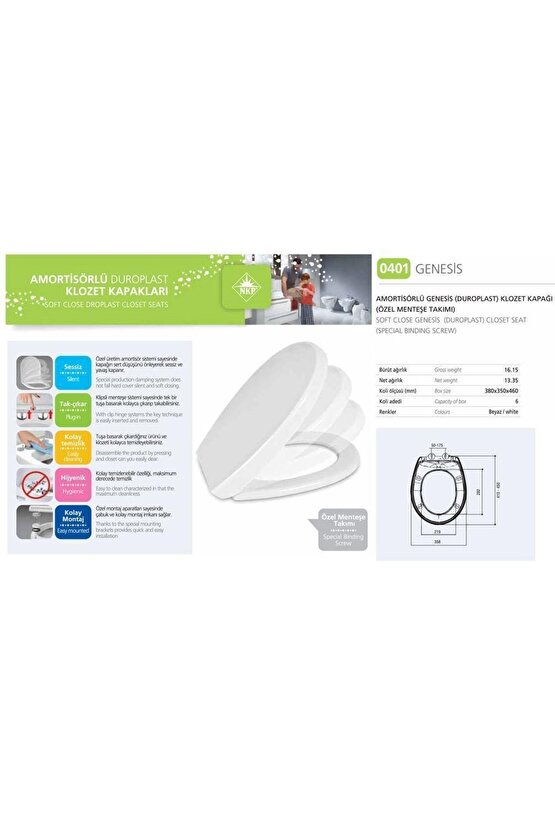 Nkp Genesis Amortisörlü+tak Çıkar Klozet Kapağı