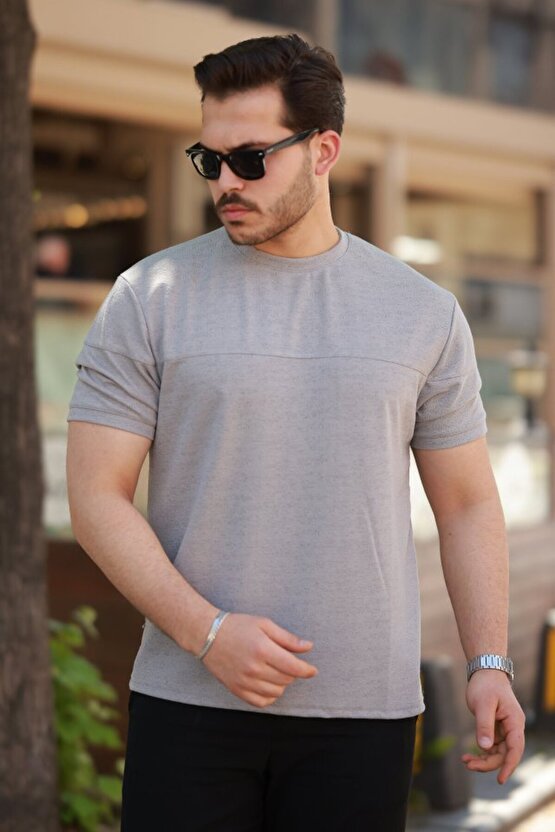 Gökyüzü Moda Erkek Oversize Bisiklet Yaka Kısa Kollu T-shirt