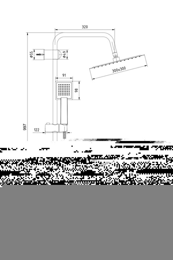 Ar&yak (ECA) Ark Kare Duş Kolonu 300x300 Mm (PİRİNÇ TEPE DUŞU) 102158035
