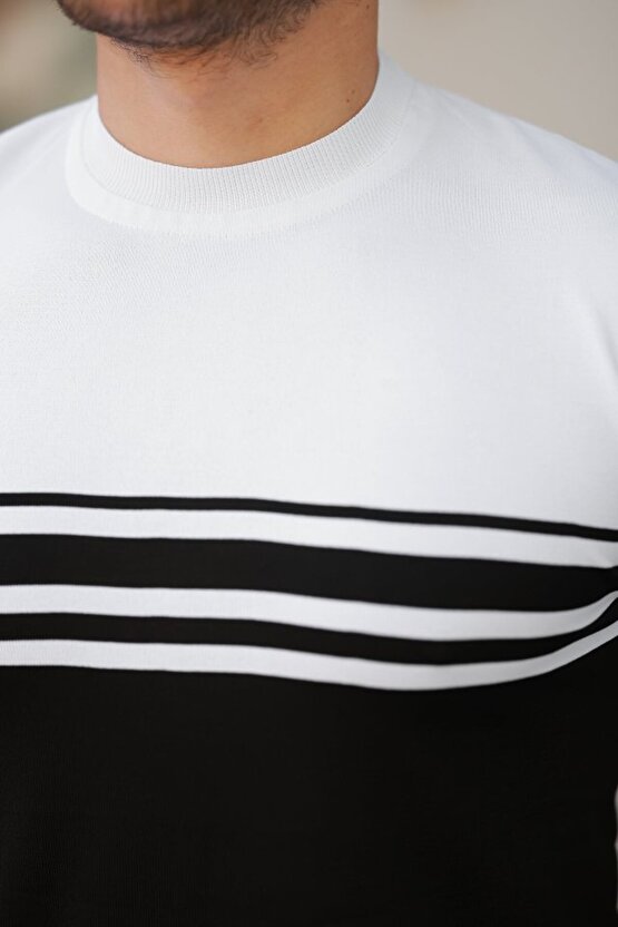 Gökyüzü Moda Erkek çizgili Kısa Kollu T-shirt