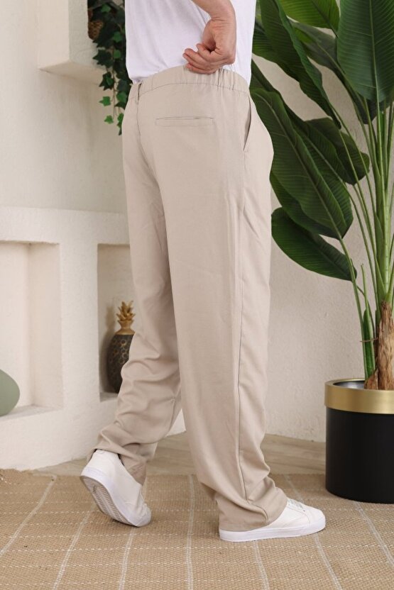 Gökyüzü Erkek Beli Lastikli Pileli Baggy Pantolon