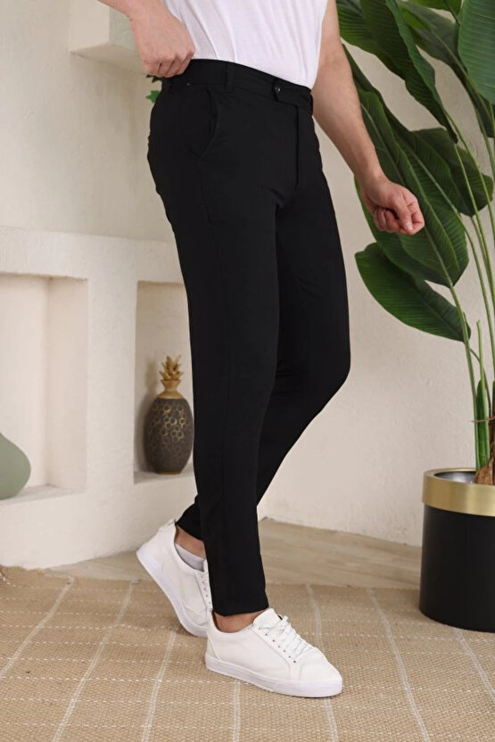Erkek Slim Fit Likralı Bilek Boy Dilli Kumaş Pantolon