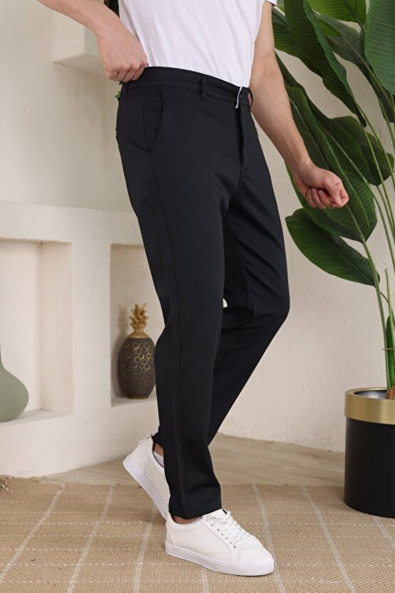 Gökyüzü Moda Erkek Casual Slim Fit Cord Desenli Kumaş Pantolon