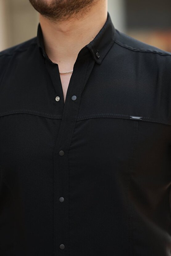 Gökyüzü Moda Erkek çıtçıt Düğmeli Kısa Kollu Gömlek