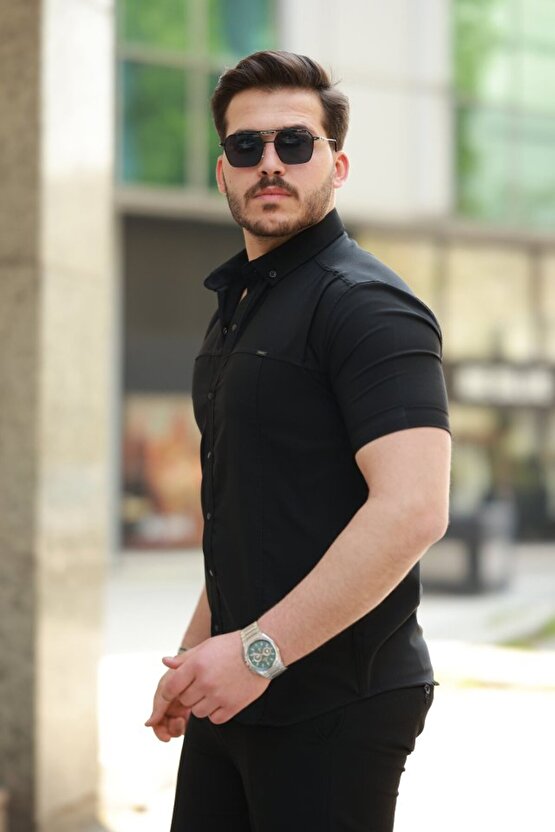 Gökyüzü Moda Erkek çıtçıt Düğmeli Kısa Kollu Gömlek