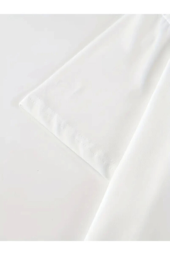 Gökyüzü Moda New York Baskılı Oversize Bisiklet Yaka T-shirt - Beyaz