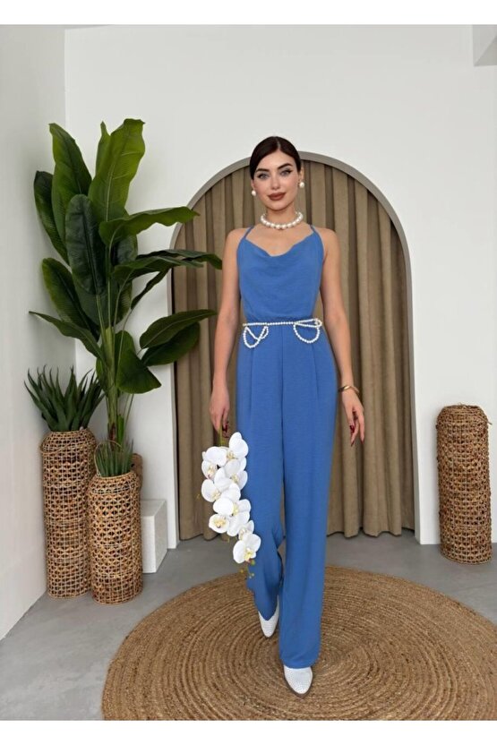 Gökyüzü Moda Darcy Sırt Dekolteli Tulum