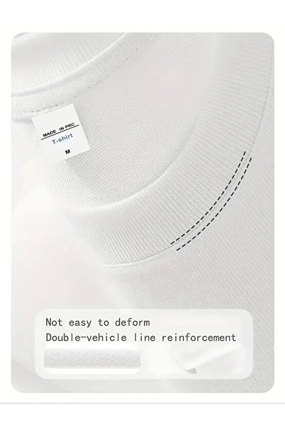 Baskılı Oversize Bisiklet Yaka T-shirt - Beyaz