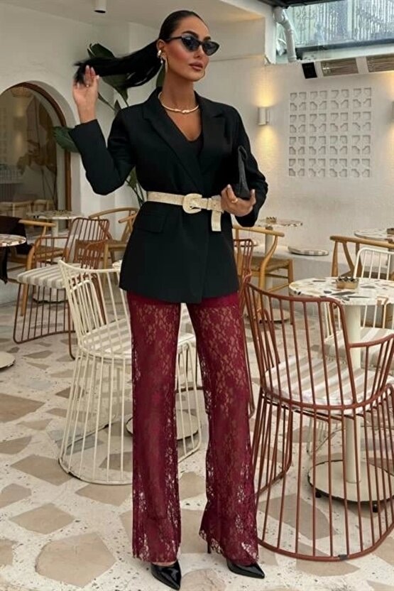 İçi Astarlı Dantel Pantolon 0081