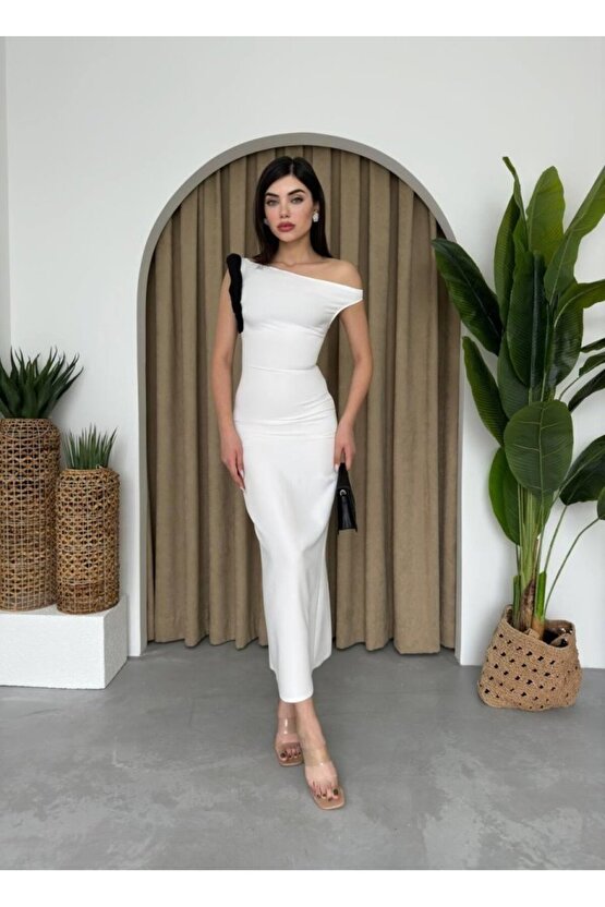 Gökyüzü Jovani Omuz Detaylı Elbise