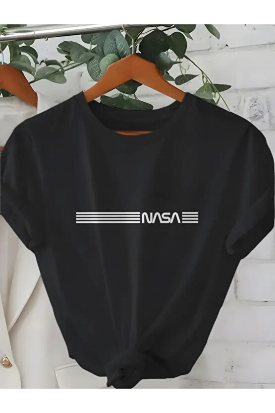 Gökyüzü Moda Erkek Kısa Kollu NASA Baskı Bisiklet Yaka T-shirt