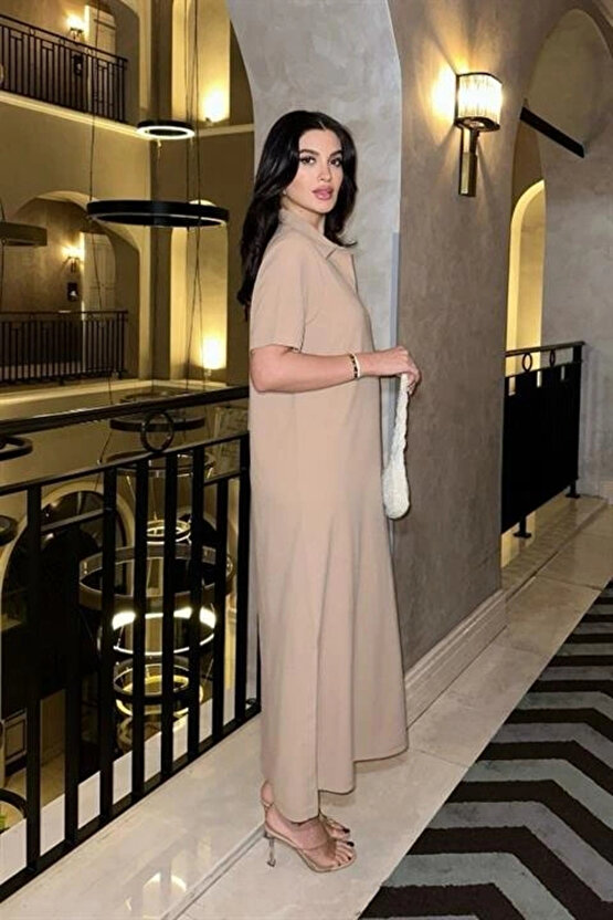 Manque Polo Yaka Yırtmaçlı Elbise 2689-8