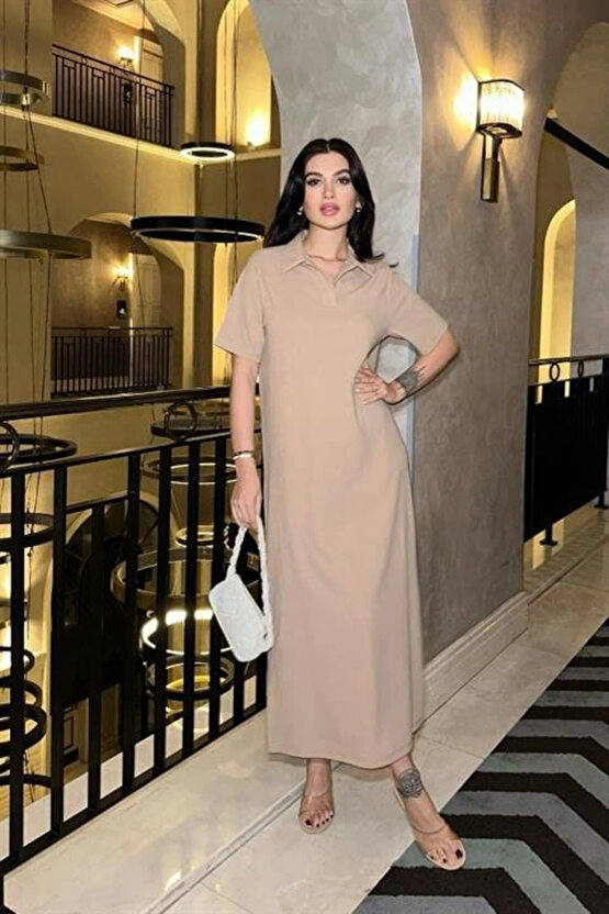 Manque Polo Yaka Yırtmaçlı Elbise 2689-8