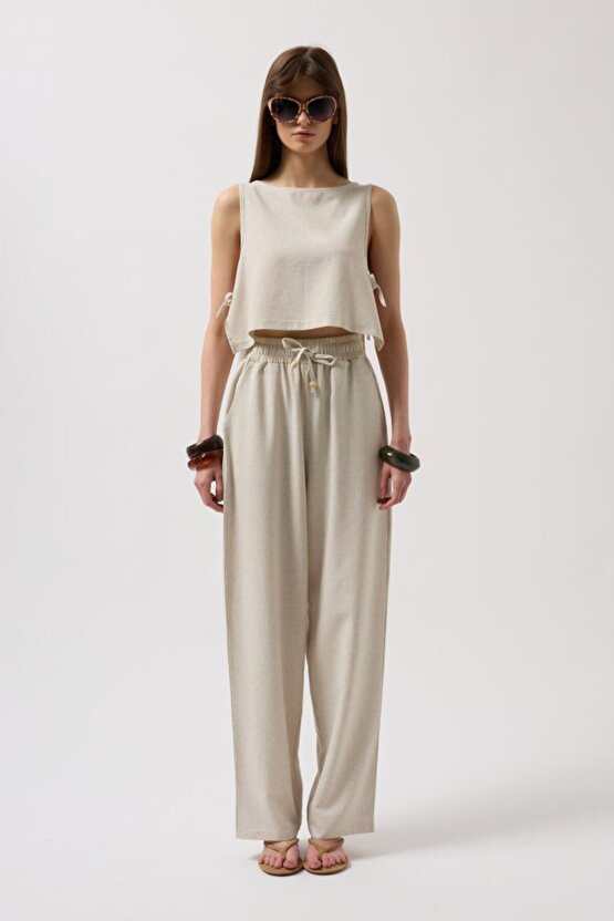 Gökyüzü Moda Yandan Bağlamalı Crop Bluz