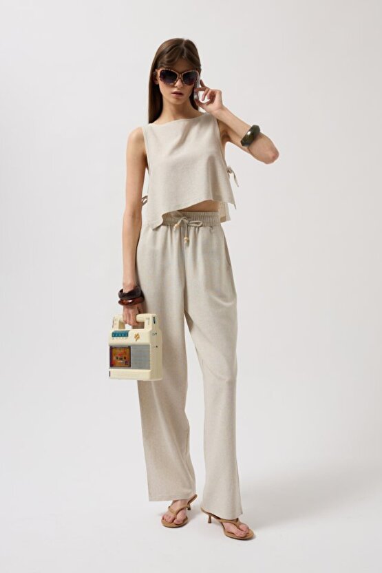 Gökyüzü Moda Yandan Bağlamalı Crop Bluz