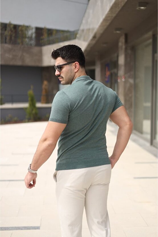 Gökyüzü Moda Erkek Polo Yaka Fermuar Detaylı Tişört