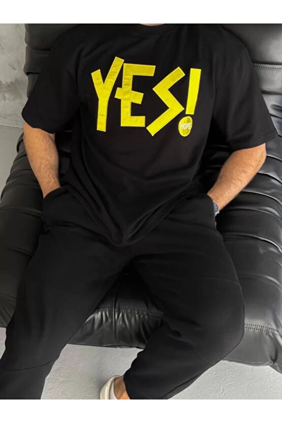 Gökyüzü Moda Unisex Nakış İşlemeli T-Shirt - Siyah