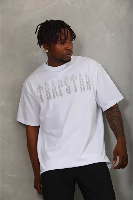 Erkek Bisiklet Yaka Baskılı Oversize T-Shirt - Siyah