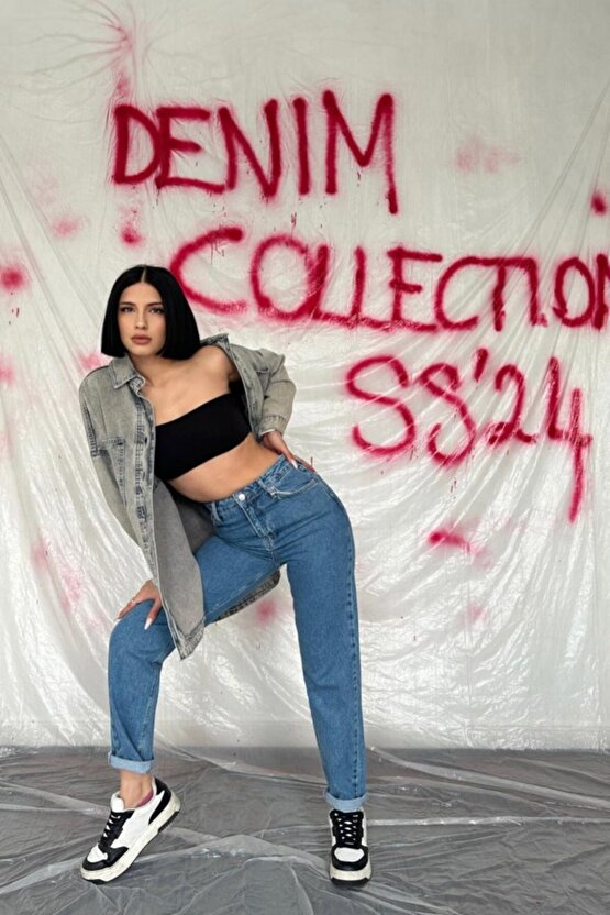 Gökyüzü Moda Mavi Boru Paça Jeans Pantolon