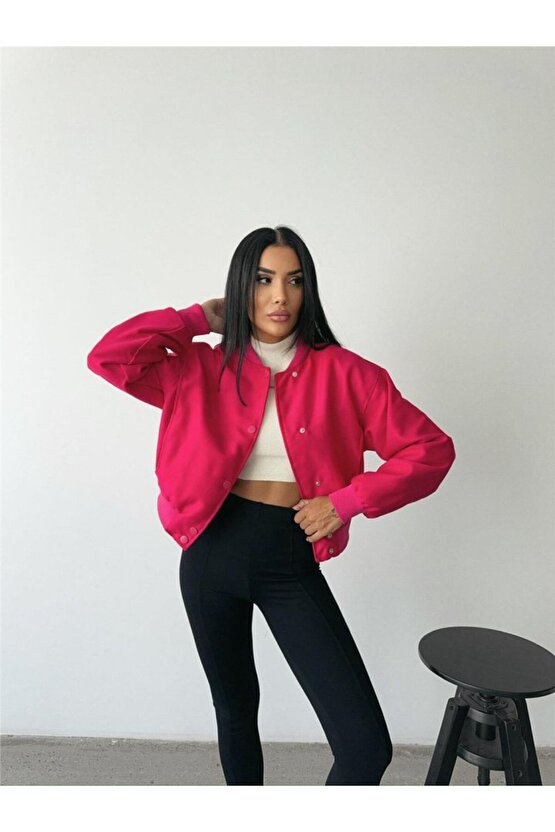Gökyüzü Moda BOMBER MONT CYRUS KUMAŞ - Fuşya