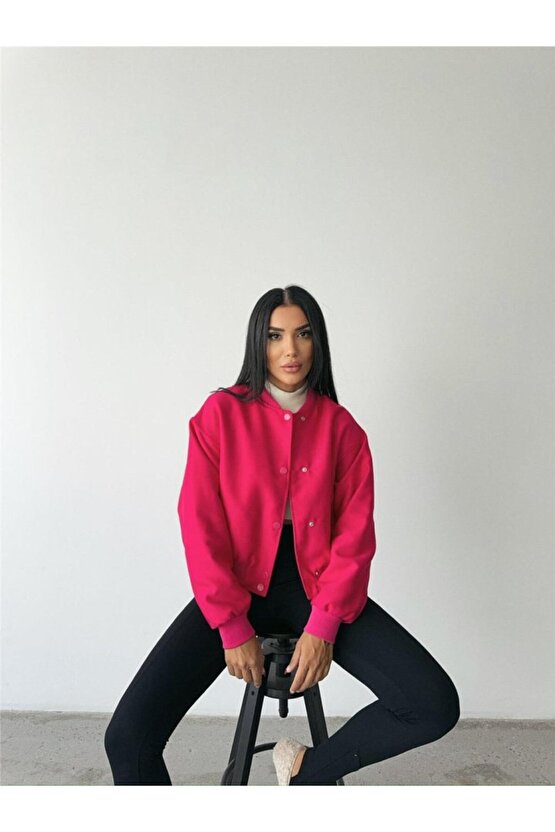 Gökyüzü Moda BOMBER MONT CYRUS KUMAŞ - Fuşya