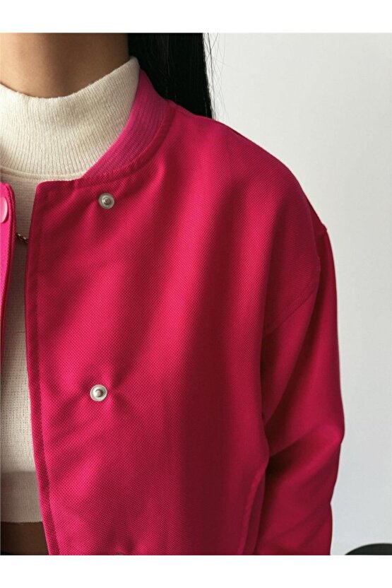 Gökyüzü Moda BOMBER MONT CYRUS KUMAŞ - Fuşya