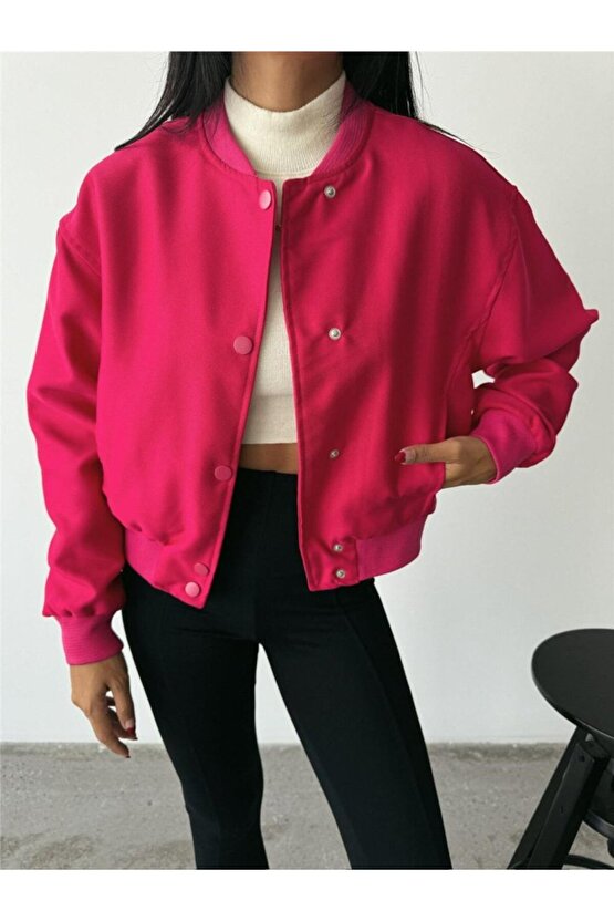 Gökyüzü Moda BOMBER MONT CYRUS KUMAŞ - Fuşya