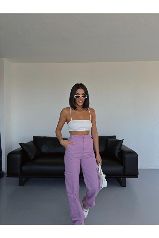 Gökyüzü Moda KARGO PANTOLON - Lila