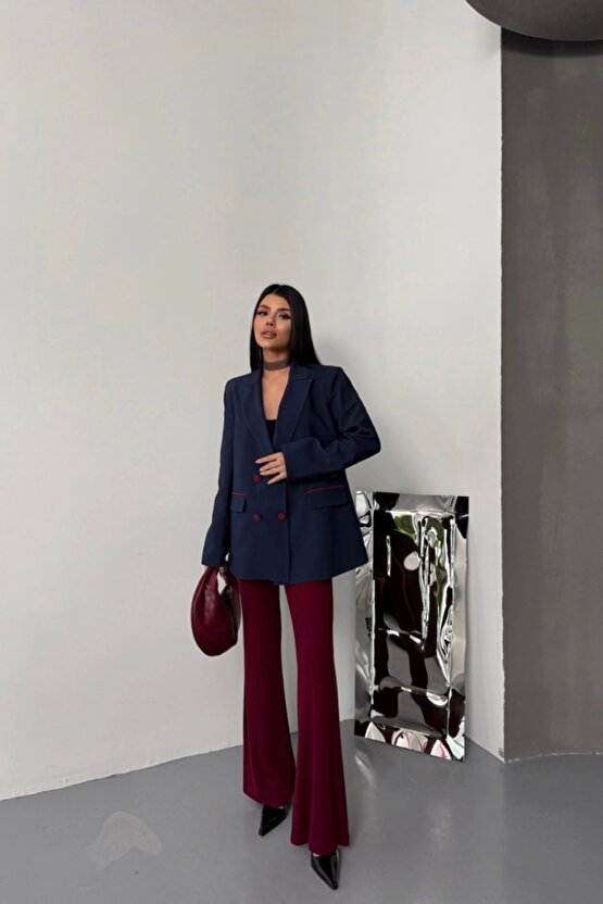 TASARIM CEKET KAPLAMA DÜĞMELİ - Lacivert