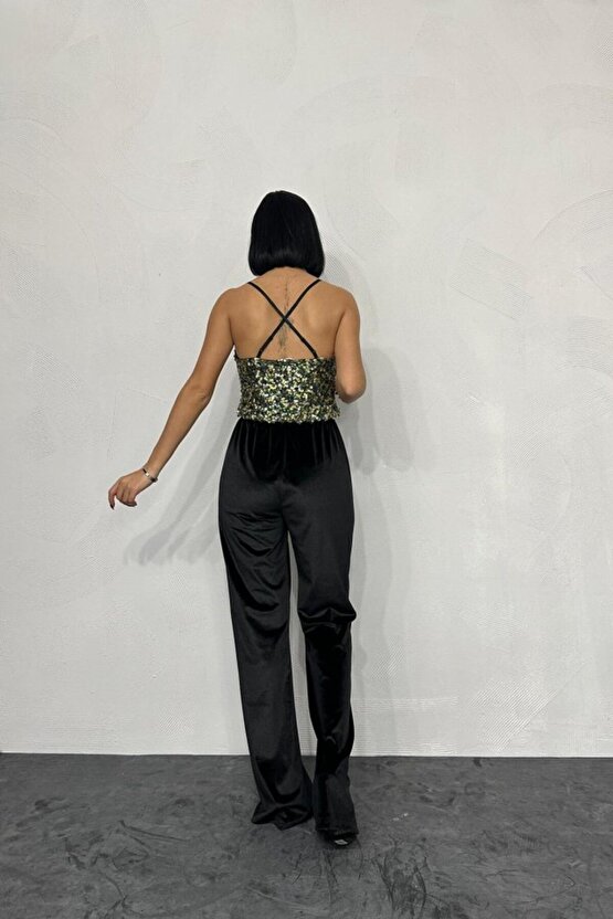 Gökyüzü Moda Gold Askılı Degaje Bluz