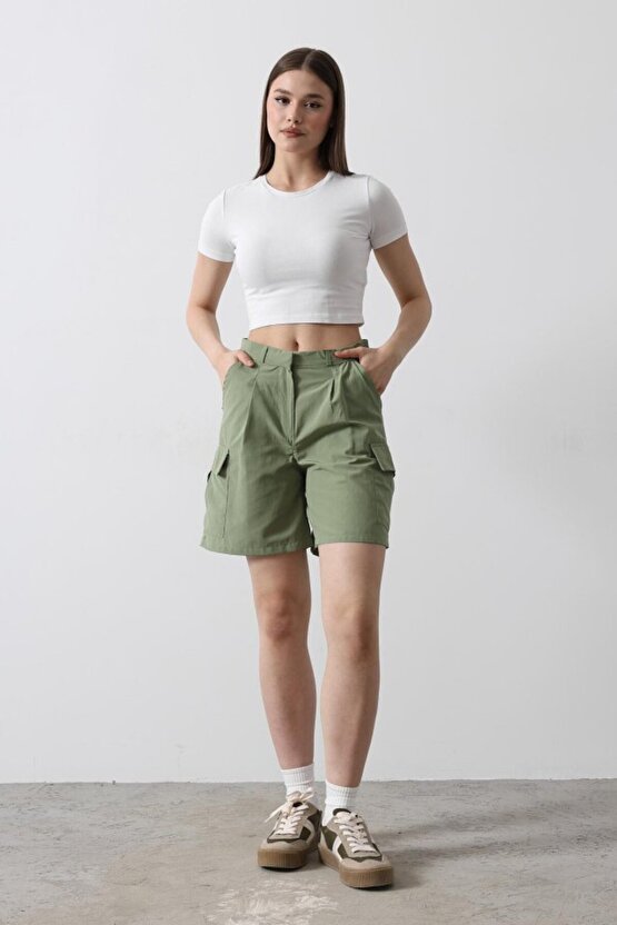 Gökyüzü Moda Cargo Cepli Şort - Haki