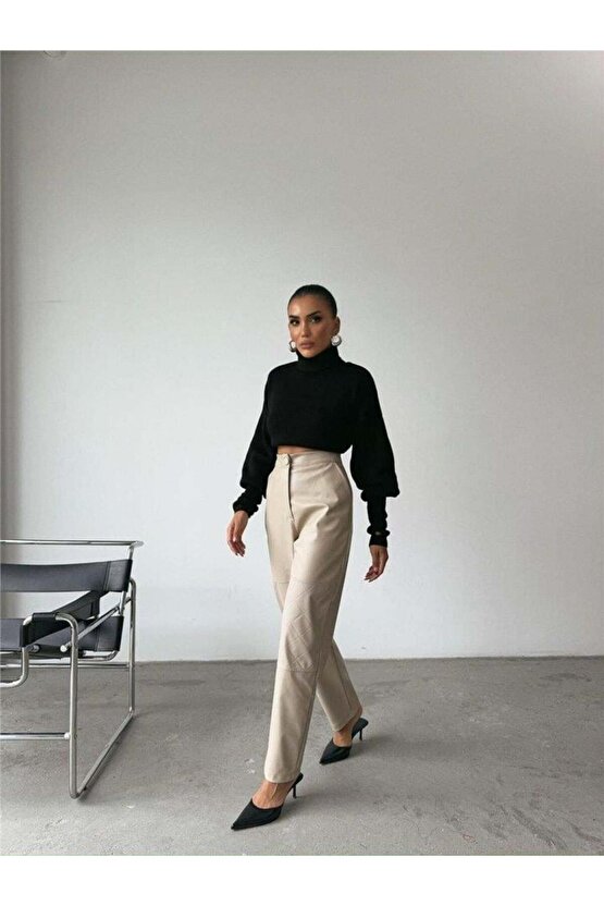 DERİ PANTOON DİZ PARÇAI  Taş