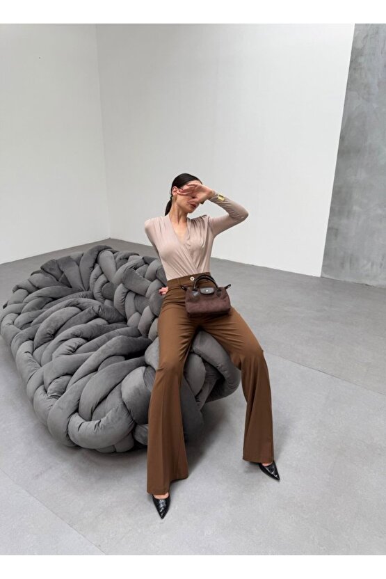 Gökyüzü Moda 230 Gr Poly Viscose Full Lycra Ispanyol Paça Pantolon