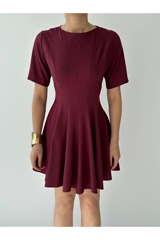 Gökyüzü Moda Crem Pliseli Elbise