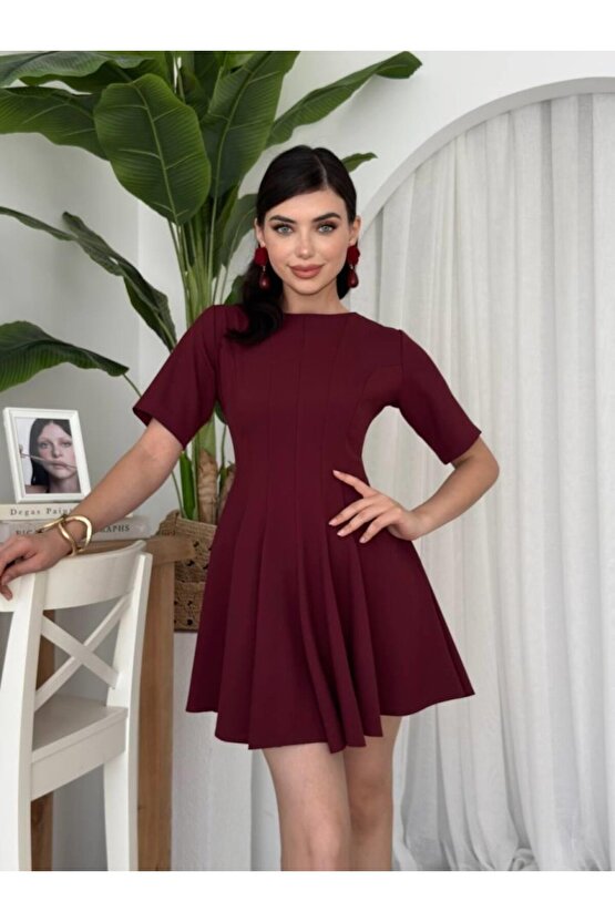 Gökyüzü Moda Crem Pliseli Elbise