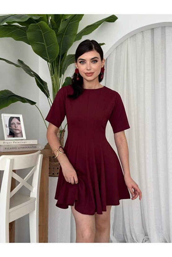 Gökyüzü Moda Crem Pliseli Elbise