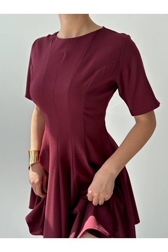 Gökyüzü Moda Crem Pliseli Elbise