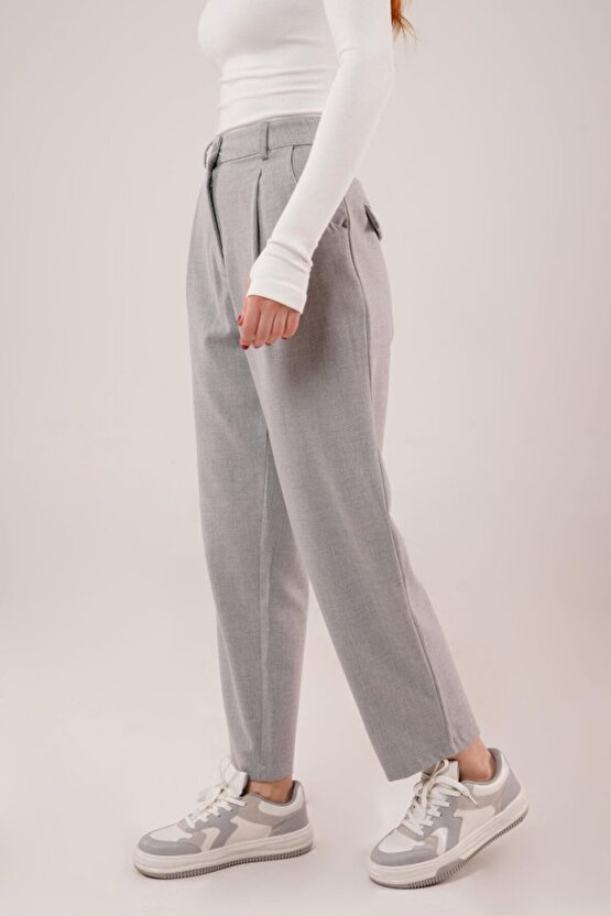 eyesof Kapama Cep Detaylı Gri Pantolon